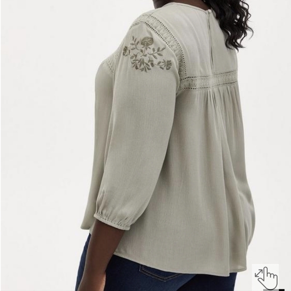 Crinkle Gauze Embroidered Top - Picture 4 of 13